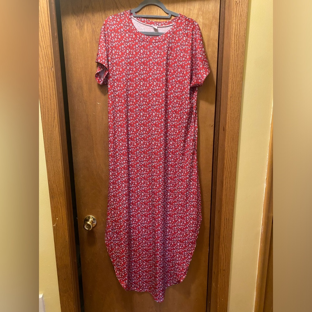 Red floral midi dress- size XL- NWOT